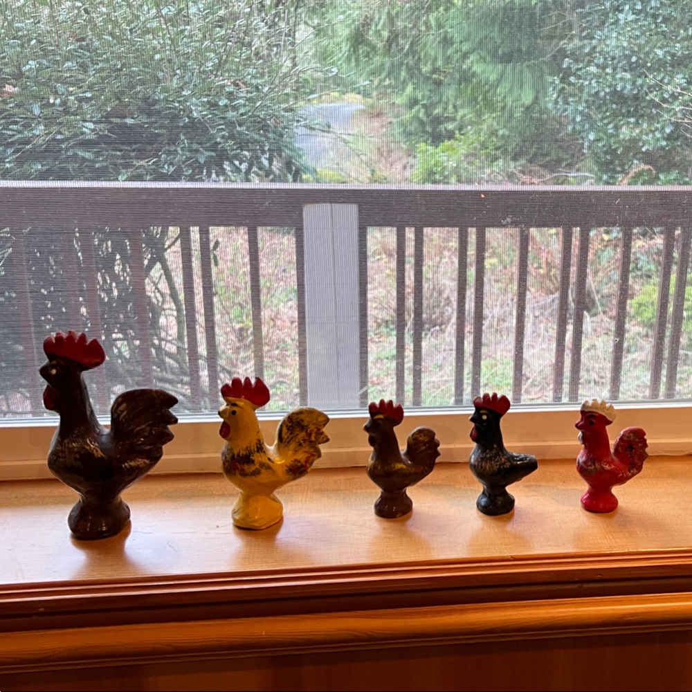 Colorful Folk Art Rooster Family